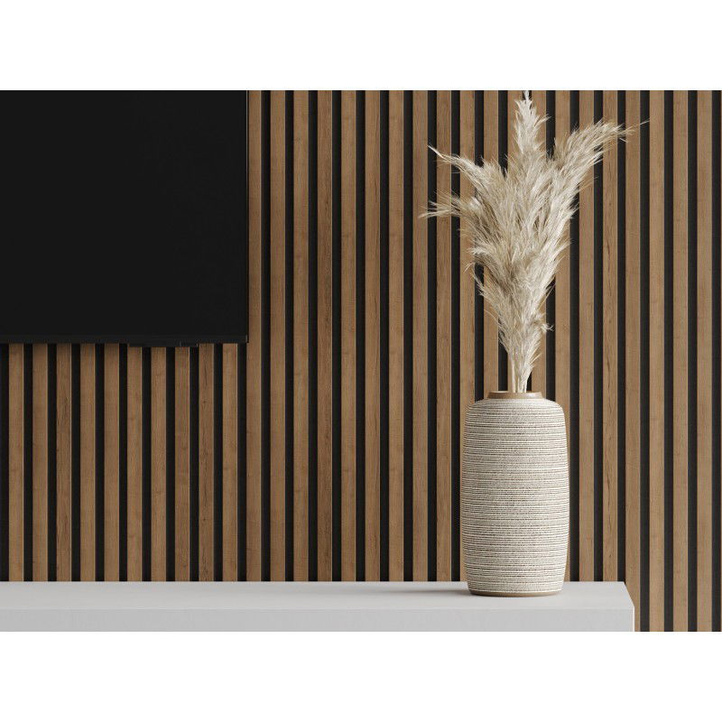 Mexen Lam-F Acoustic Wall Slats 275 x 31.5 cm, Felt 6 mm, Mocha Oak - S105-275317-2812-074