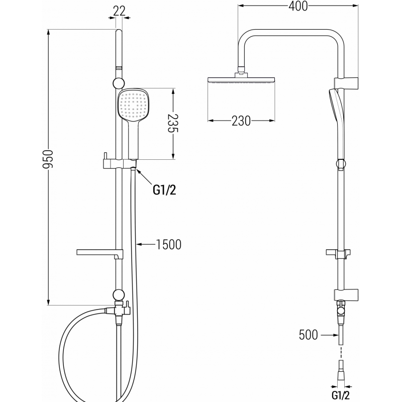 Mexen X33 coluna de duche, cromada/branca - 798333391-02