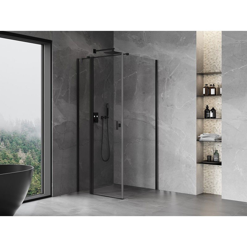 Mexen Mist T cabine de douche pivotante 85 x 85 cm, transparent, noir - 8A4T-085-085-70-00