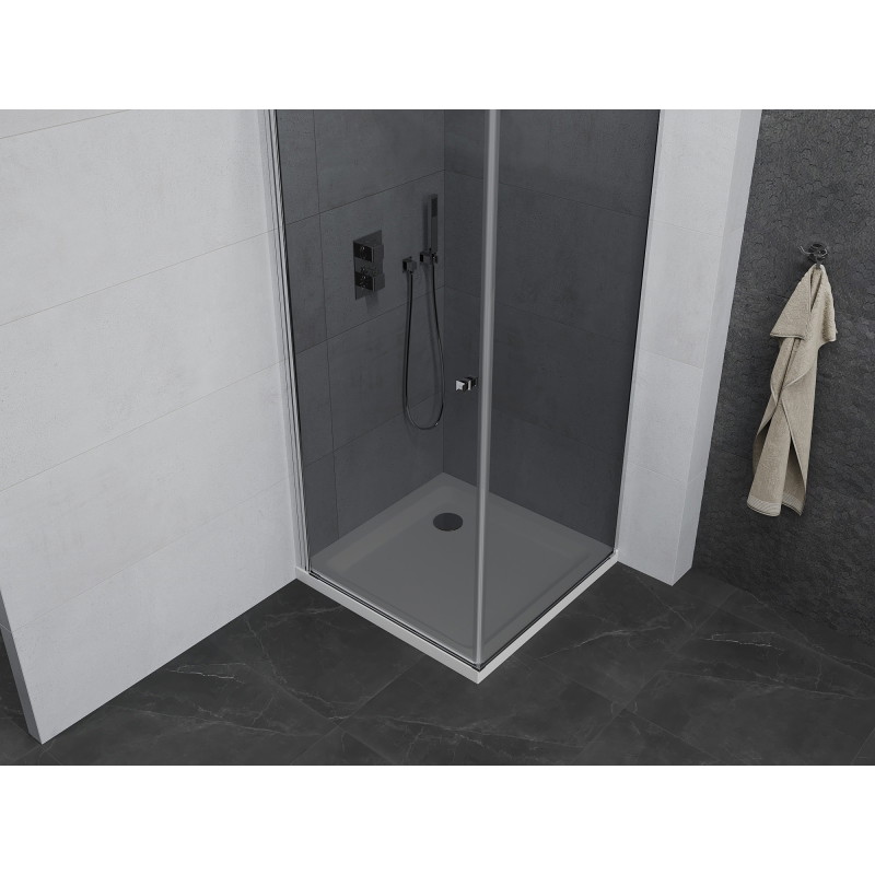 Mexen Pretoria cabine de douche rabattable 70 x 70 cm, graphite, chrome + receveur de douche plat - 852-070-070-01-40-4010