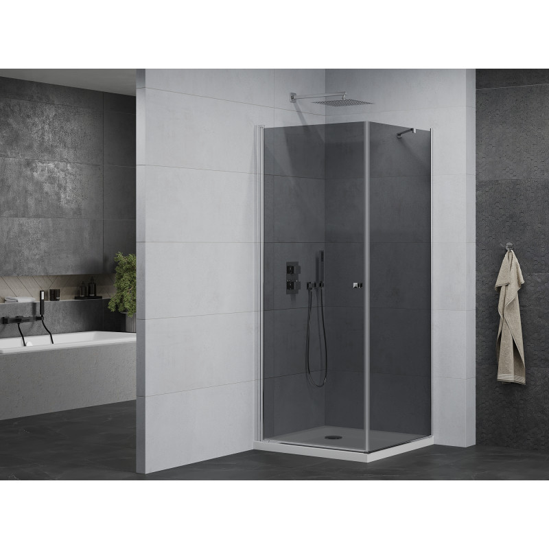 Mexen Pretoria schuifbare douchecabine 70 x 70 cm, grafiet, chroom + Flat douchebak - 852-070-070-01-40-4010