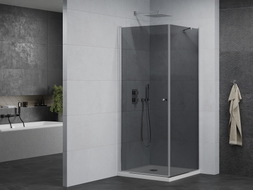 Mexen Pretoria klizna tuš kabina 70 x 70 cm, grafit, krom + plitica Flat - 852-070-070-01-40-4010