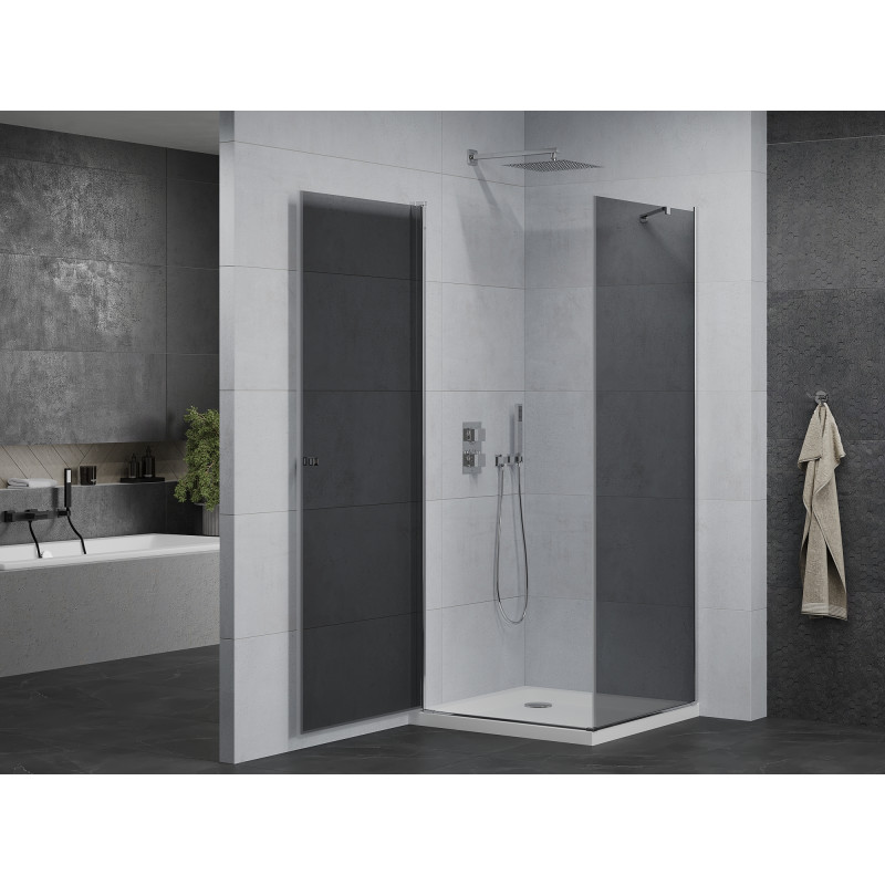 Mexen Pretoria cabine de douche pivotante 70 x 70 cm, graphite, chrome + receveur Flat - 852-070-070-01-40-4010