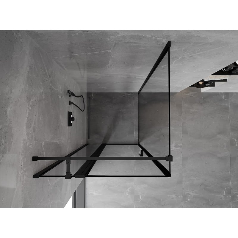 Mexen Mist T kabina prysznicowa uchylna lewa 70 x 70 cm, czarna ramka, czarna - 8A4T-070-070-70-70-L
