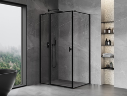 Mexen Mist T Duschkabine mit schwenkbarer Tür, links 120 x 90 cm, schwarzer Rahmen, schwarz - 8A4T-120-090-70-70-L