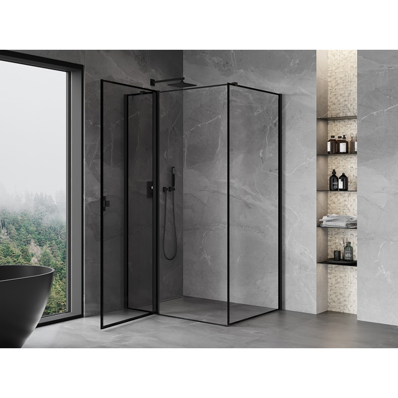Mexen Mist T klizna tuš kabina s lijevim zakretom 80 x 95 cm, crni okvir, crna - 8A4T-080-095-70-70-L