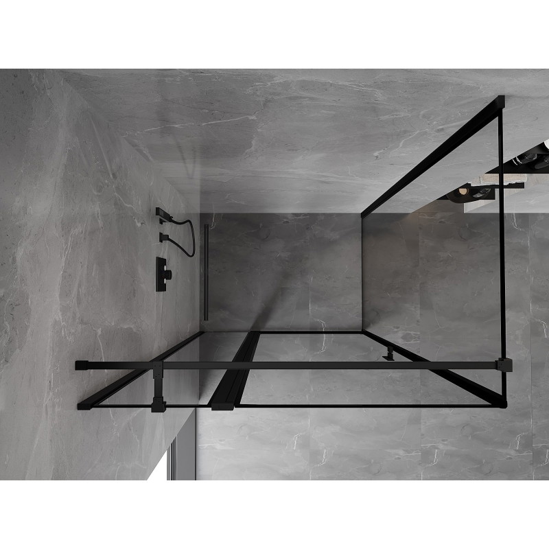 Mexen Mist T klizna tuš kabina s lijevim zakretom 80 x 95 cm, crni okvir, crna - 8A4T-080-095-70-70-L
