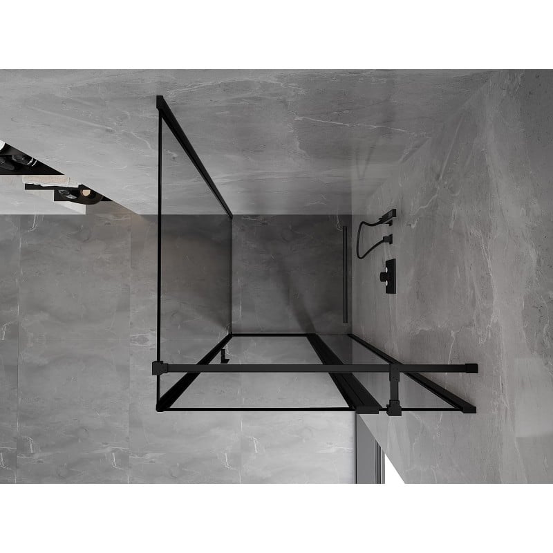 Mexen Mist T cabina de ducha abatible derecha 75 x 75 cm, marco negro, negro - 8A4T-075-075-70-70-P