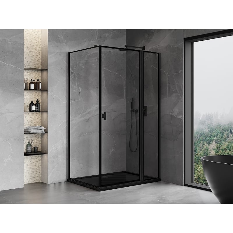 Mexen Mist T dušikabiin, parempoolse hingedega, 100 x 75 cm, must raam, must - 8A4T-100-075-70-70-P