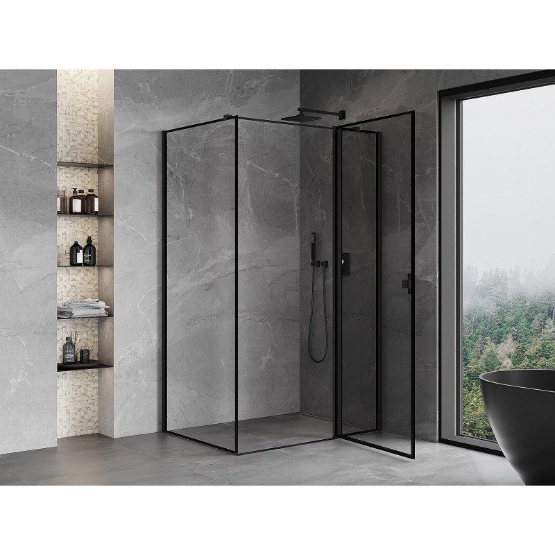 Mexen Mist T kabina za tuš s desnim otvaranjem 70 x 80 cm, crni okvir, crna - 8A4T-070-080-70-70-P