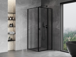 Mexen Mist T Duschkabine schwenkbar rechts 80 x 80 cm, schwarzer Rahmen, schwarz - 8A4T-080-080-70-70-P