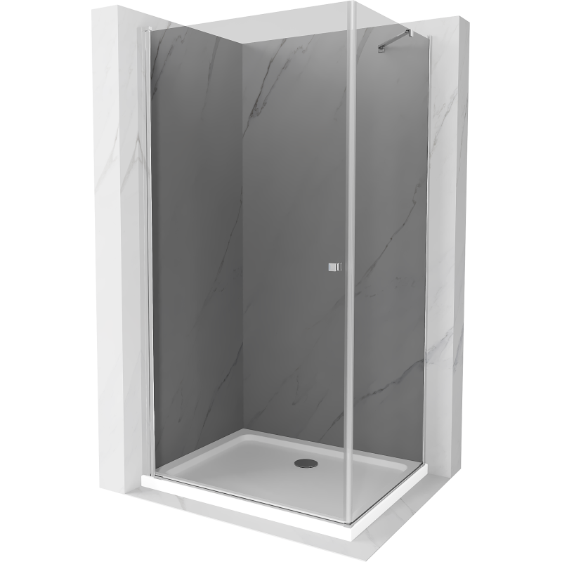 Mexen Pretoria kabina prysznicowa uchylna 80 x 90 cm, grafit, chrom + brodzik Flat - 852-080-090-01-40-4010
