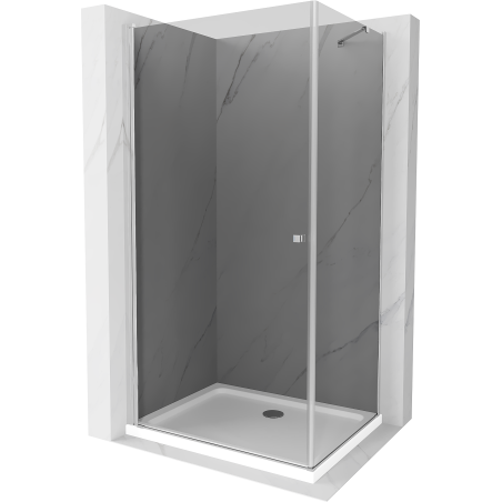 Mexen Pretoria kabina prysznicowa uchylna 80 x 90 cm, grafit, chrom + brodzik Flat - 852-080-090-01-40-4010