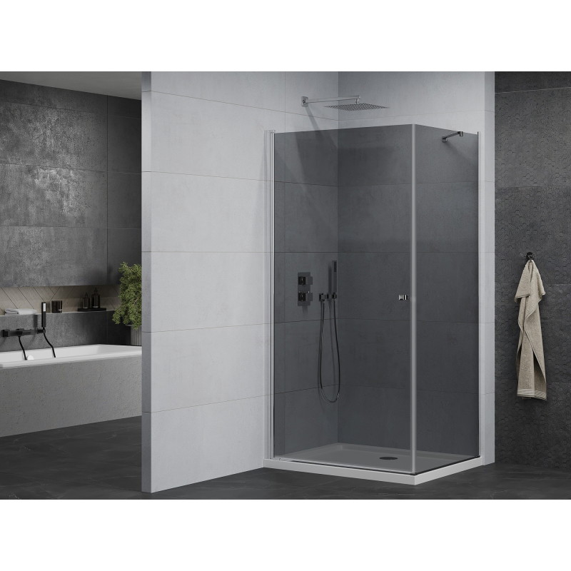 Mexen Pretoria zakretna tuš kabina 80 x 90 cm, grafit, krom + plitica Flat - 852-080-090-01-40-4010