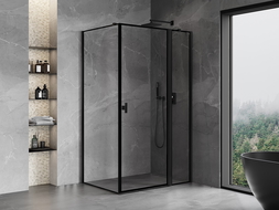 Mexen Mist T Duschkabine schwenkbar rechts 100 x 90 cm, schwarzer Rahmen, schwarz - 8A4T-100-090-70-70-P