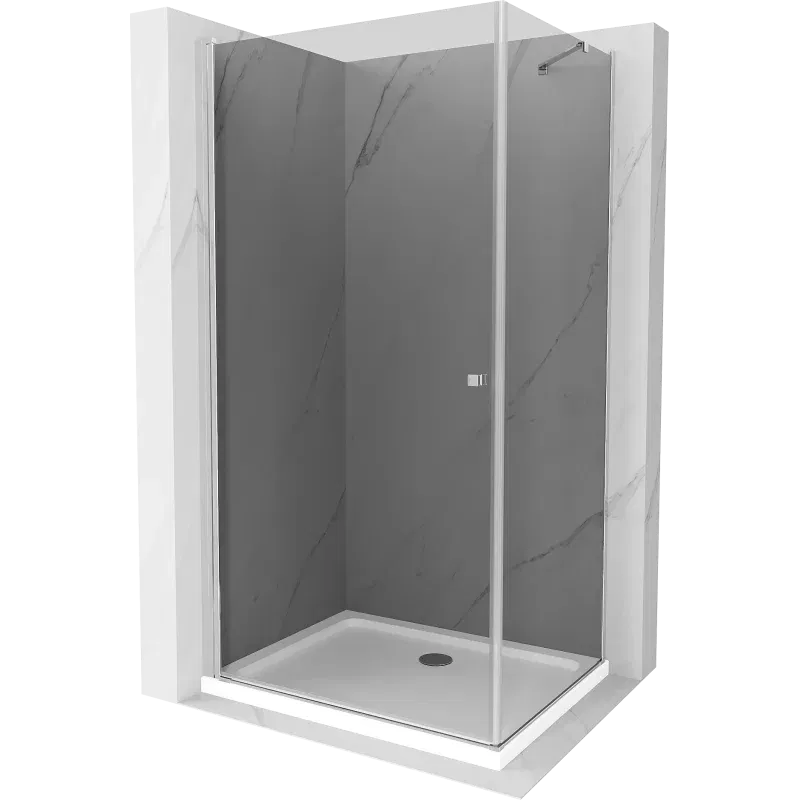 Mexen Pretoria Duschkabine mit Schwenktür 80 x 110 cm, graphit, chrom + Duschwanne Flat - 852-080-110-01-40-4010