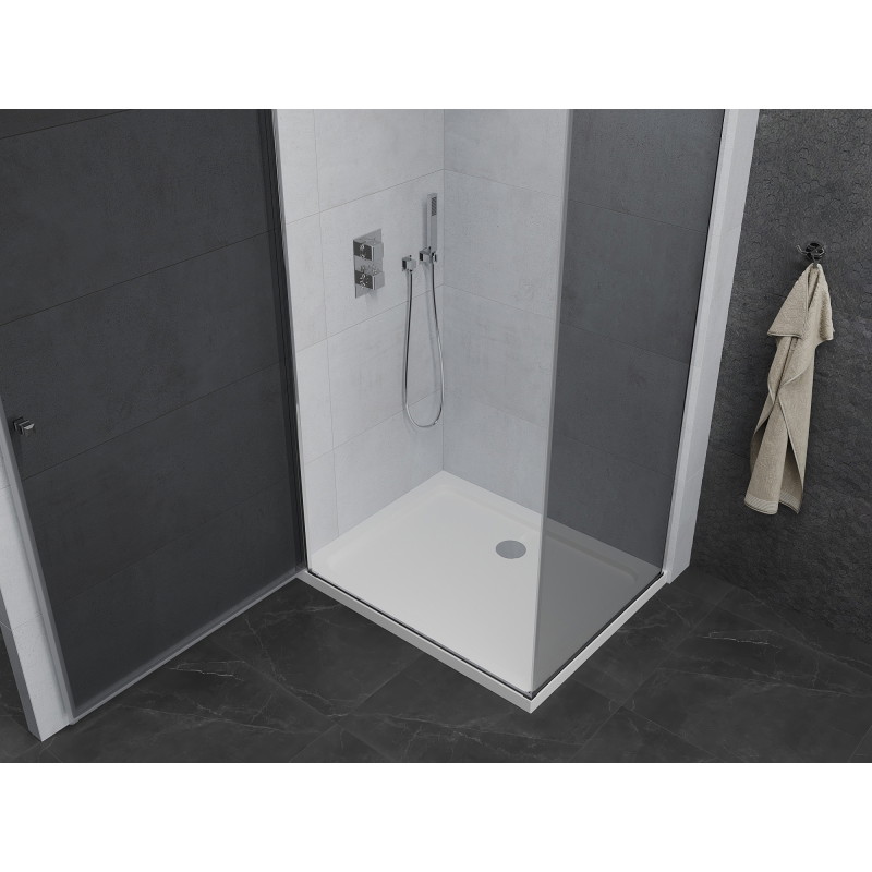 Mexen Pretoria zakretna tuš kabina 80 x 110 cm, grafit, krom + tuš kada Flat - 852-080-110-01-40-4010