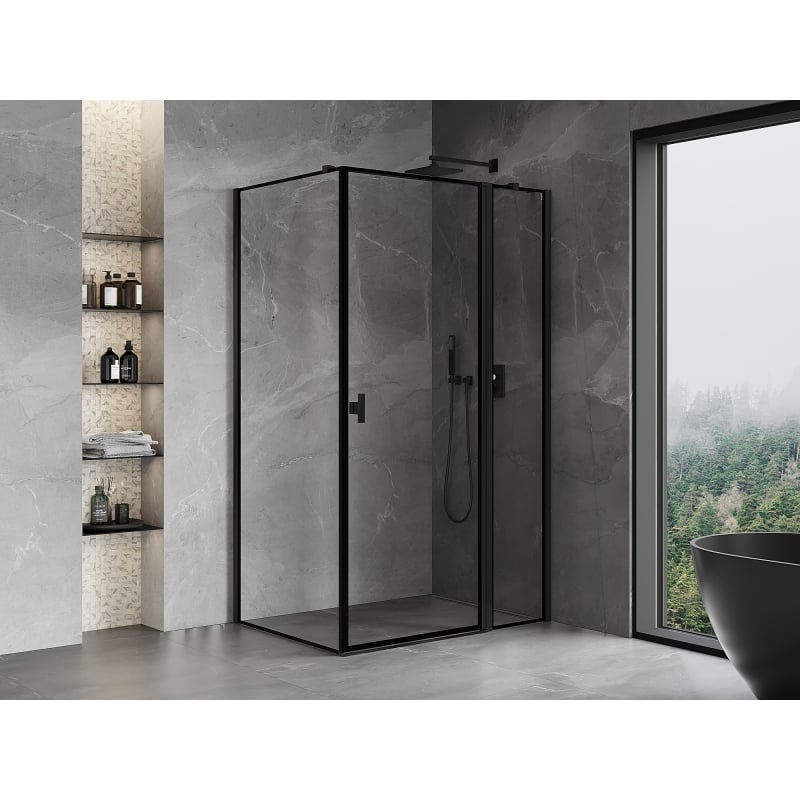 Mexen Mist T dušinurk parempoolne 105 x 100 cm, must raam, must - 8A4T-105-100-70-70-P
