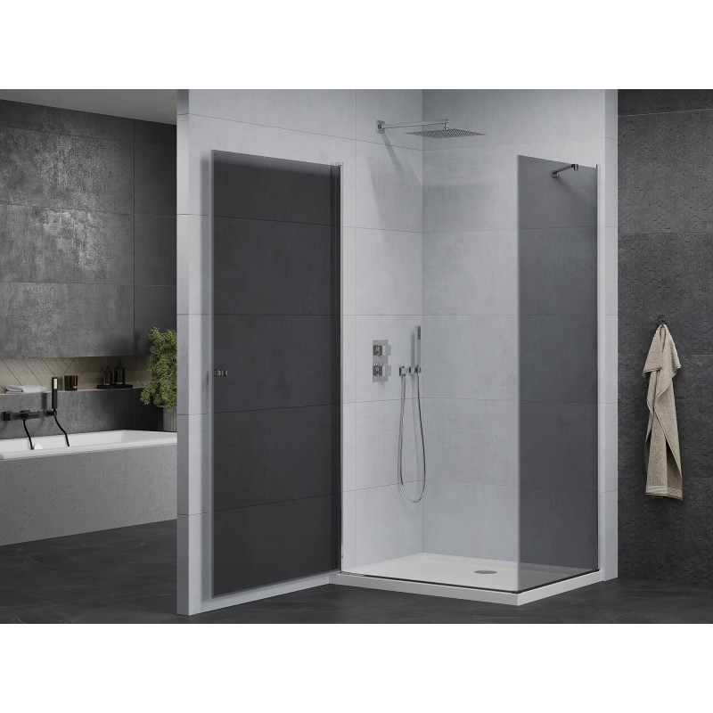 Mexen Pretoria zakretna tuš kabina 80 x 110 cm, grafit, krom + tuš kada Flat - 852-080-110-01-40-4010