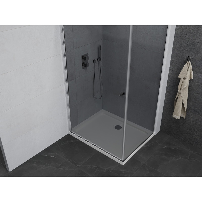 Mexen Pretoria zakretna tuš kabina 80 x 110 cm, grafit, krom + tuš kada Flat - 852-080-110-01-40-4010