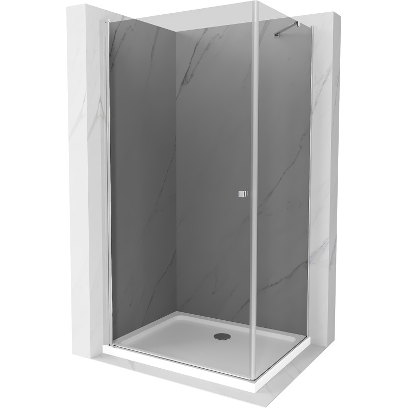 Mexen Pretoria nagibna tuš kabina 80 x 120 cm, grafit, krom + plitica Flat - 852-080-120-01-40-4010