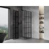 Mexen Mist T Left Swing Shower Enclosure 70 x 70 cm, Black Grid, Black - 8A4T-070-070-70-77-L