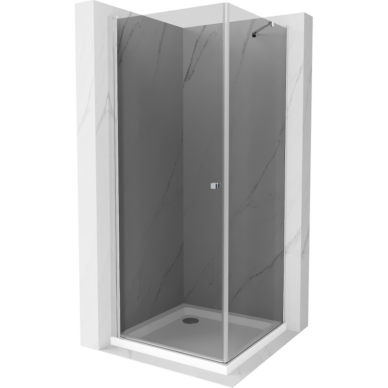 Mexen Pretoria draaibare douchecabine 80 x 80 cm, grafiet, chroom + Flat douchebak - 852-080-080-01-40-4010