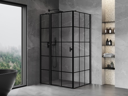 Mexen Mist T tuš kabina s lijevim otvaranjem 115 x 85 cm, crna mreža, crna - 8A4T-115-085-70-77-L
