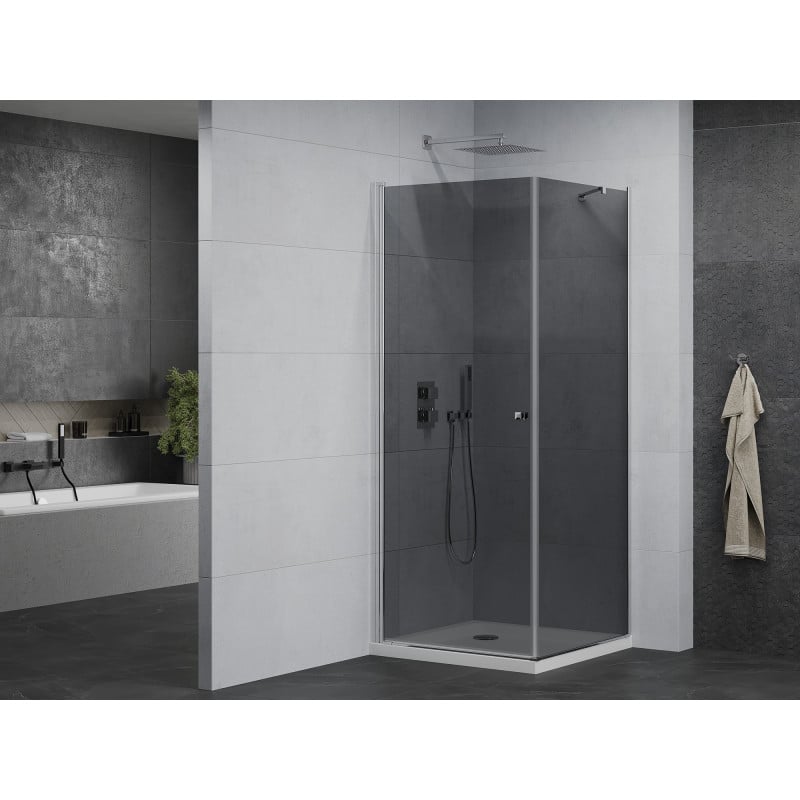 Mexen Pretoria 80 x 80 cm Pivot Shower Enclosure, Graphite, Chrome + Flat Tray - 852-080-080-01-40-4010