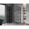 Mexen Mist T Duschkabine, schwenkbar, links 120 x 100 cm, schwarzes Gitter, schwarz - 8A4T-120-100-70-77-L