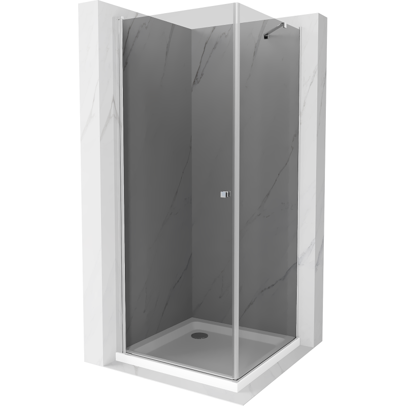 Mexen Pretoria cabina de ducha abatible 90 x 90 cm, grafito, cromo + plato de ducha Flat - 852-090-090-01-40-4010