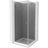 Mexen Pretoria dušas kabīne ar veramām durvīm 90 x 90 cm, grafīts, hroms + Flat baseins - 852-090-090-01-40-4010
