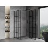 Mexen Mist T desni zakret tuš kabina 95 x 85 cm, crna mreža, crna - 8A4T-095-085-70-77-P