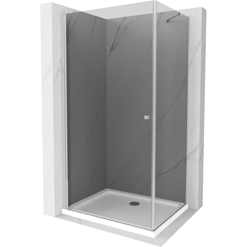 Mexen Pretoria schuifdeur douchecabine 90 x 120 cm, grafiet, chroom + Flat douchebak - 852-090-120-01-40-4010