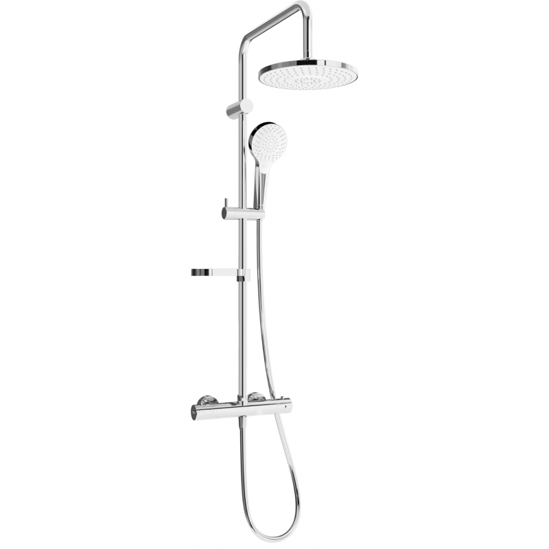 Mexen KX05 Aufputz-Duschset mit Regendusche und Thermostatbatterie, Chrom/Weiß - 771500591-00