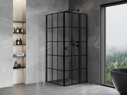 Mexen Mist T draaideur douchecabine rechts 100 x 100 cm, zwart raster, zwart - 8A4T-100-100-70-77-P