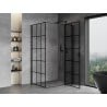 Mexen Mist T Swing Shower Enclosure Right 75 x 110 cm, Black Grid, Black - 8A4T-075-110-70-77-P