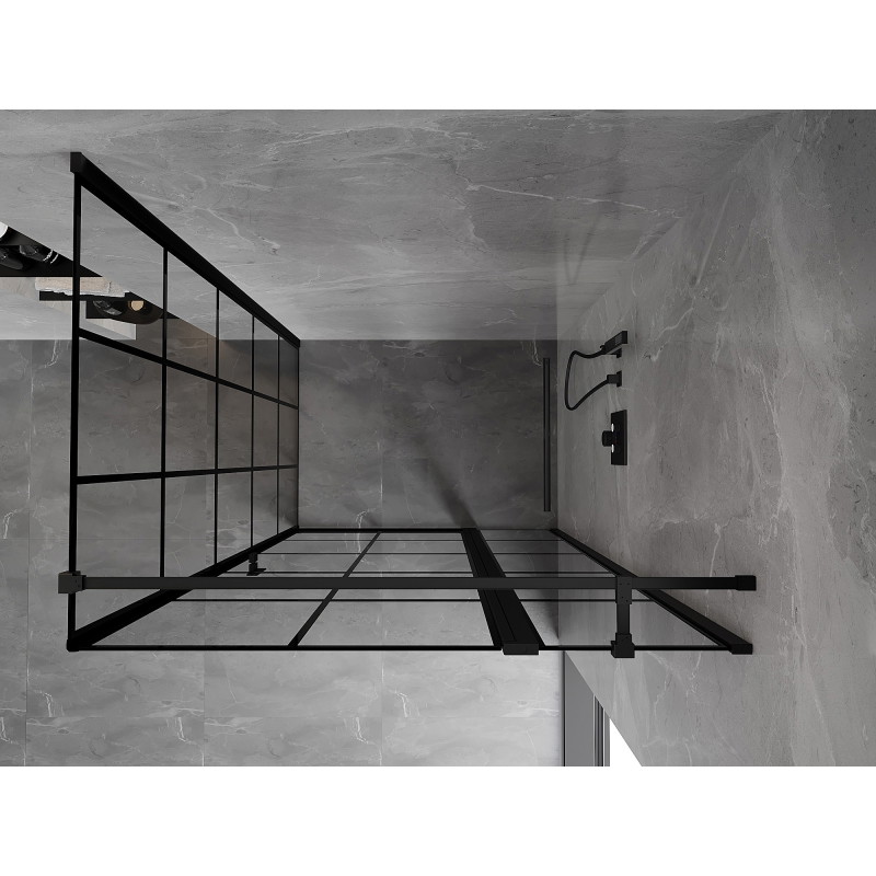 Mexen Mist T tuš kabina s preklopnim vratima desna 100 x 110 cm, crna rešetka, crna - 8A4T-100-110-70-77-P