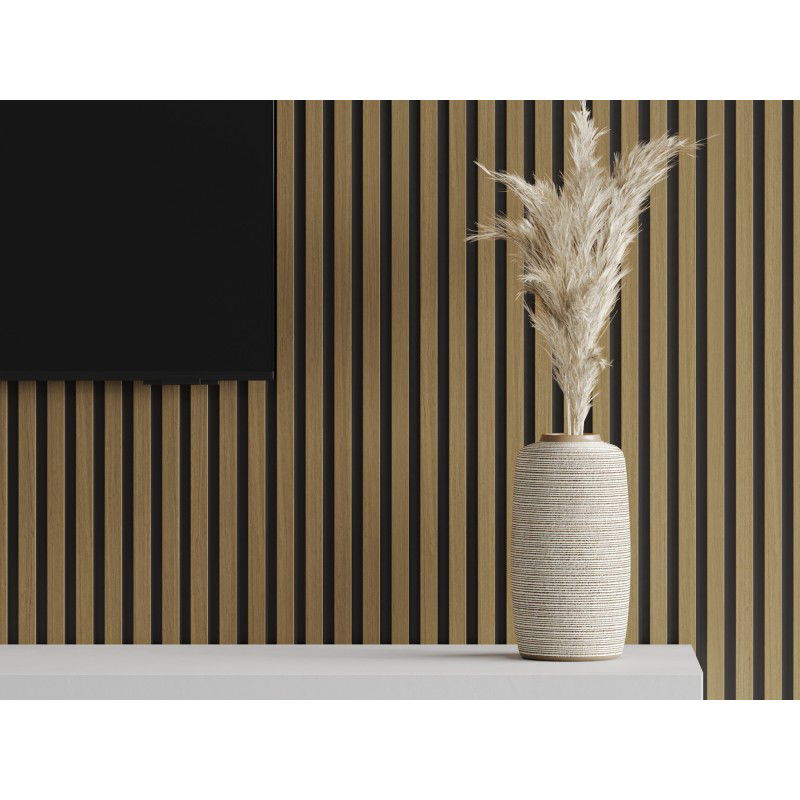 Mexen Lam-B Probe der Wandlamellen 275 x 30 cm, 4 mm HDF-Platte, technisches Furnier, Goldene Teak - S100-014-S