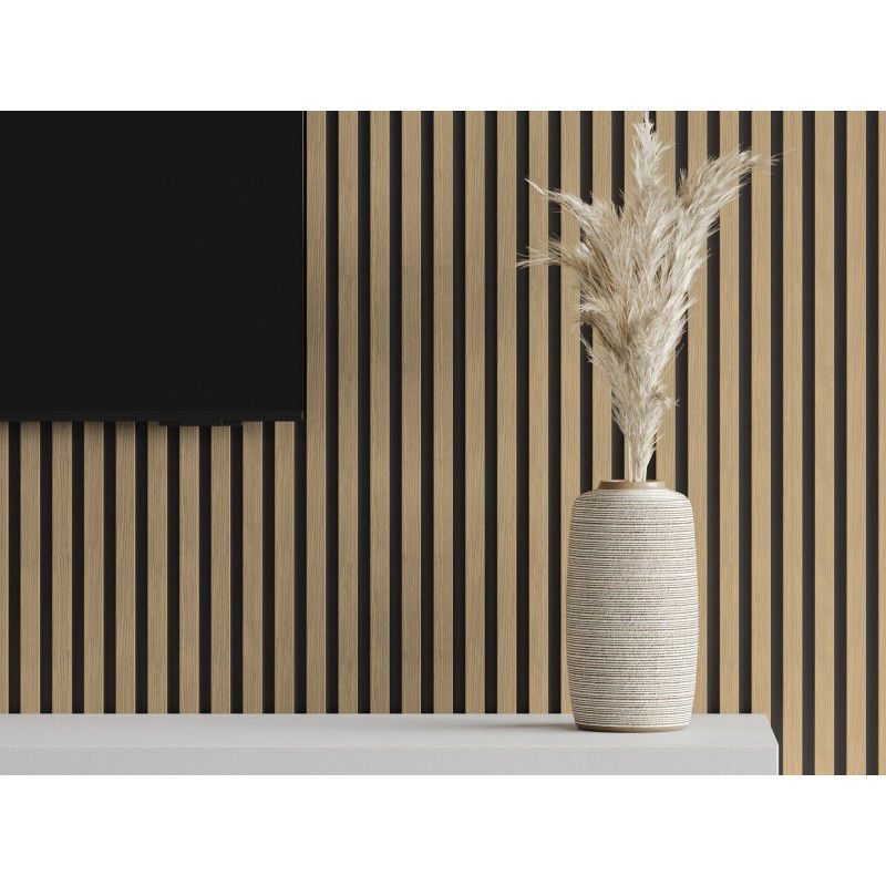 Mexen Lam-B wall slat sample, 4 mm HDF board, technical veneer, Flax Walnut - S100-015-S