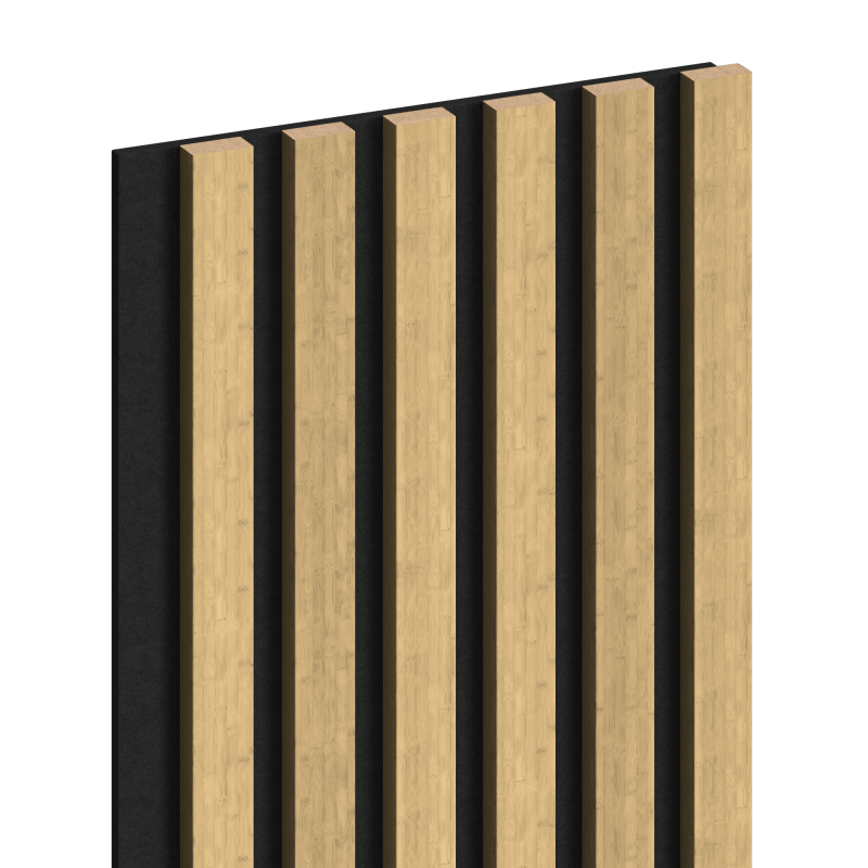 Mexen Lam-F Prouf vun akustesche Wandlamellen, Filz 8 mm, technesch Furnier, Naturbambus - S105-011-S