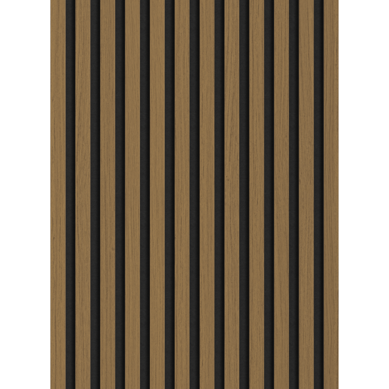 Mexen Lam-F échantillon de lamelles murales acoustiques, feutre 8 mm, placage technique, Teck Doré - S105-014-S