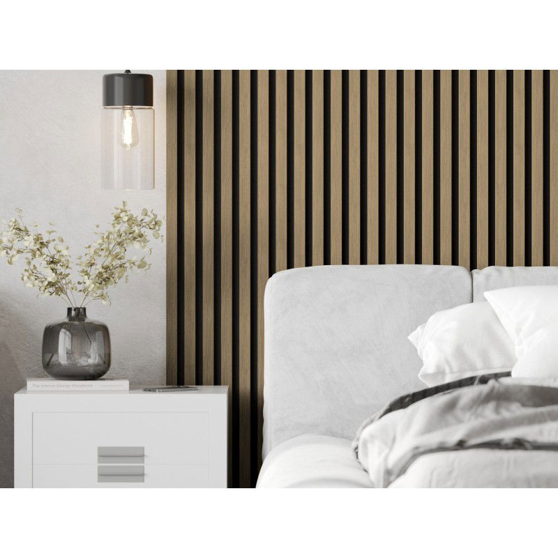 Mexen Lam-F sample of acoustic wall slats, 8 mm felt, technical veneer, Linen Walnut - S105-015-S