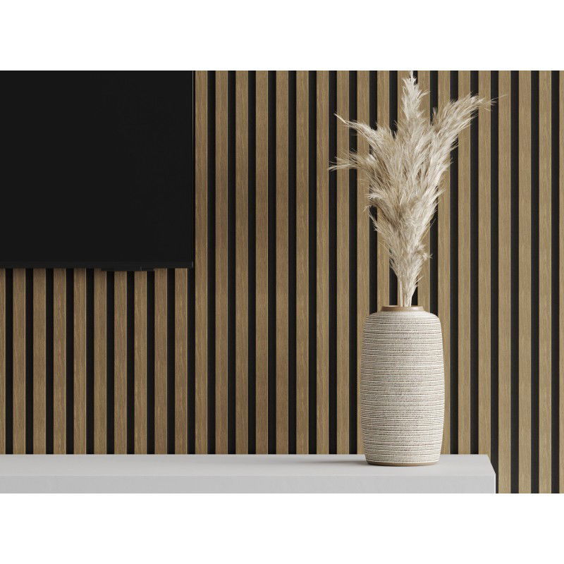 Mexen Lam-F sample of acoustic wall slats, 8 mm felt, technical veneer, Natural Walnut - S105-016-S