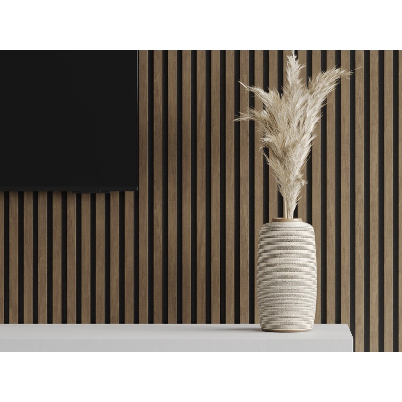 Mexen Lam-F sample of acoustic wall slats, 8 mm felt, technical veneer, Cocoa Walnut - S105-018-S