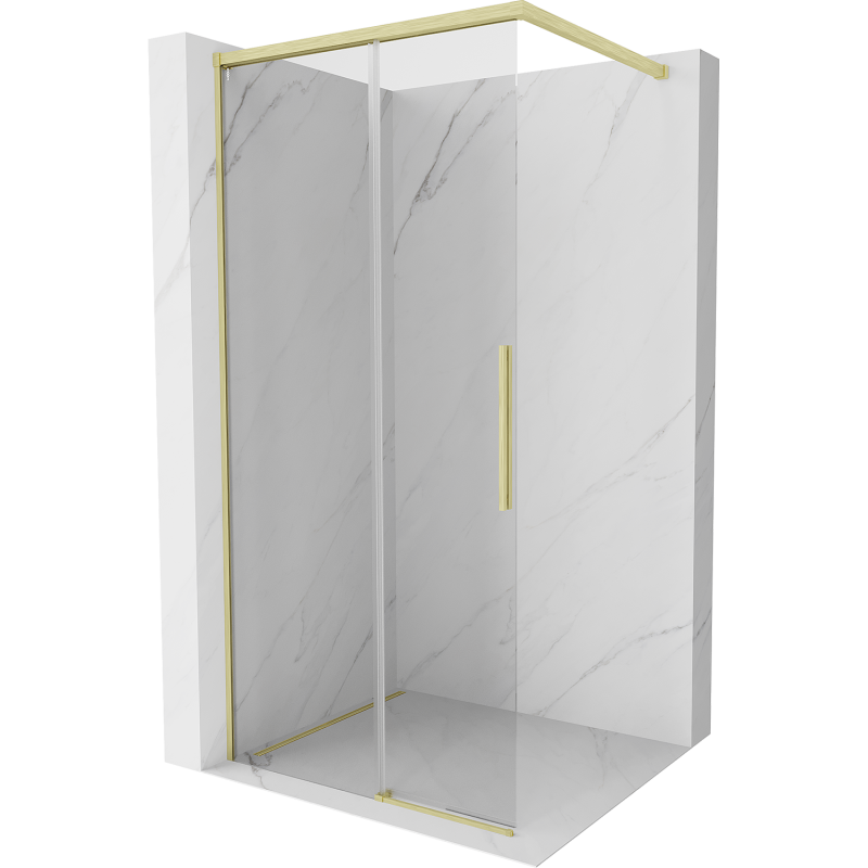 Mexen Rox panel de ducha Walk-in 90 x 200 cm, transparente 8 mm, oro cepillado - 8C2-090-003-55-00