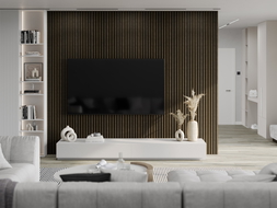 Mexen Lam-F sample of acoustic wall slats, 8 mm felt, technical veneer, Royal Ebony - S105-020-S