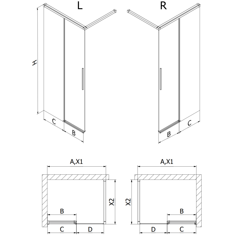 Mexen Rox paroi de douche Walk-in 75 x 200 cm, transparent 8 mm, or rose - 8C2-075-003-60-00