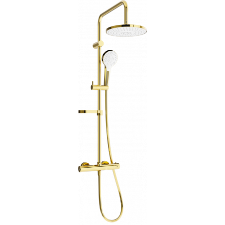 Mexen KX05 conjunto de ducha expuesto con rociador de ducha y grifo termostático, dorado/blanco - 771500591-50