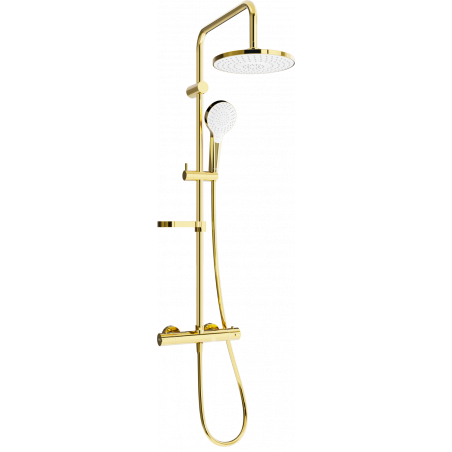 Mexen KX05 ensemble de douche en saillie avec pommeau de douche et mitigeur thermostatique, doré/blanc - 771500591-50